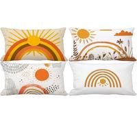 Outdoor Cushions Soft Set of 4 50 x 80 Cushion Covers Orange Color Decorative Pillows Cover Simple Double-Sided Pattern Design with Invisible Zip, Summer Outdoor Garden Patio Room Decor Gifts 12r-E