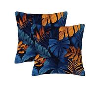 Outdoor Cushions Tropical Plants Waterproof Cushion Covers 65 x 65 cm, Set of 2 Linen Square Pillow Covers with Invisible Zipper, Leaf Throw Pillow for Patio Garden Porch Living Room Bed Chair S-1051