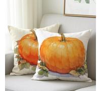Outdoor Cushions Watercolor Pumpkin Cushion Covers 50x50 cm, Waterproof Linen Pillowcases Pumpkin Throw Pillows Square Decorative Pillowcases Set of 2 Sofa Pillows for Home Garden Car Fall Decor M-578