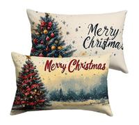Outdoor Cushions Waterproof 30x60cm Christmas Garden Cushions Winter Velvet Decorative Rectangle Pillows Covers Invisible Zipper Double Sided Printing Set of 2, Sofa Patio Fall Winter Decor Y-P431