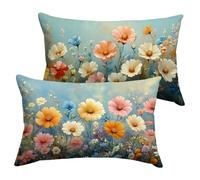 Outdoor Cushions Waterproof 30x60cm Colorful Garden Cushions Plant Velvet Decorative Rectangle Pillows Covers Invisible Zipper Double Sided Printing Set of 2, Sofa Patio Bench Fall Winter Decor Y-P817