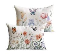 Outdoor Cushions Waterproof 40x60cm Beige Garden Cushions Rural Linen Decorative Rectangle Pillows Covers Invisible Zipper Double Sided Printing Set of 2 for Sofa Patio Bench Fall Winter Decor Y-P803