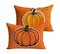 Outdoor Cushions Waterproof 40x60cm Burnt Orange Garden Cushions Pumpkin Linen Decorative Rectangle Pillows Covers Invisible Zipper Double Sided Printing Set of 2, Sofa Patio Fall Winter Decor Y-P507