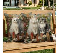 Outdoor Cushions Waterproof 45cm x 45cm Daisy Cushion Covers Linen Square Throw Pillow Cases 2 pack, with Invisible Zipper Animal Decorative Pillows Covers for Outdoor Garden Couch Sofa Patio dj-362