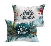 Outdoor Cushions Waterproof 50x75cm Winter Garden Cushions Plant Linen Decorative Rectangle Pillows Covers Invisible Zipper Double Sided Printing Set of 2 for Sofa Patio Bench Fall Winter Decor Y-P811