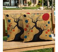 Outdoor Cushions Waterproof 65cm x 65cm Polka Dots Cushion Covers Linen Square Throw Pillow Cases 2 pack, with Invisible Zipper Terracotta Decorative Pillows Covers for Garden Couch Sofa Patio dj-456