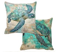 Outdoor Cushions Waterproof Abstract Cushion Covers 35x35cm Set of 2 Sofa Cushions for Garden Furniture Linen Cushion Cover Large Bed Decorative Pillows Cover Sea Turtles Throw Pillow Covers f-10627