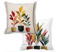 Outdoor Cushions Waterproof Abstract Cushion Covers 35x35cm Set of 2 Sofa Cushions for Garden Furniture Linen Cushion Cover Large Bed Decorative Pillows Cover Potted Plants Throw Pillow Covers f-13347