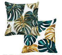 Outdoor Cushions Waterproof Abstract Cushion Covers 50x50cm Set of 2 Sofa Cushions for Garden Furniture Velvet Cushion Cover Large Bed Decorative Pillows Cover Leaves Throw Pillow Covers Square f-9685