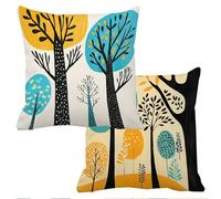 Outdoor Cushions Waterproof Abstract Cushion Covers 60x60cm Set of 2 Sofa Cushions for Garden Furniture Linen Cushion Cover Large Bed Decorative Pillows Cover Tree Throw Pillow Covers Scatter f-9832