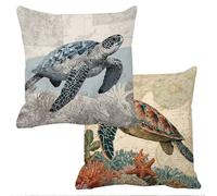 Outdoor Cushions Waterproof Animal Cushion Covers 50x50cm Set of 2 Sofa Cushions for Garden Furniture Velvet Cushion Cover Large Bed Decorative Pillows Cover Sea Turtles Throw Pillow Covers f-10977
