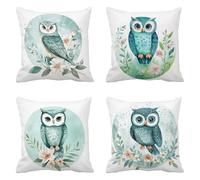 Outdoor Cushions Waterproof Animal Cushion Covers 50x50cm Set of 4 Sofa Garden Velvet Cushions Waterproof for Outdoor Furniture Pads Large Bed Decorative Pillows Covers Owl Throw Pillow Case g-9695