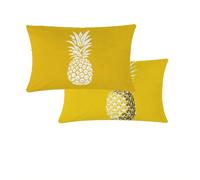 Outdoor Cushions Waterproof Beige Cushion Covers 30x50cm Pack of 2 Orange Garden Cushions Double-Sided Printing Linen Decorative Pillows for Outdoor Garden Furniture Farmhouse Balcony Decor T294