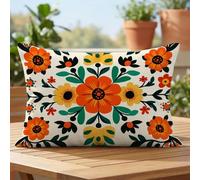 Outdoor Cushions Waterproof, Beige Cushion Covers 35cm x 55cm Set of 1 Colourful Decorative Pillows Linen Rectangle Cushion Covers with Invisible Zipper, Garden Patio Chair Bench Balcony Decor 1D#341