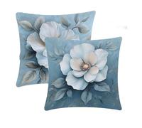 Outdoor Cushions Waterproof Beige Cushion Covers 50x50cm 2 pcs Flowers Garden Cushions With Invisible Zipper Summer Linen Decorative Pillows for Farmhouse Patio Garden Furniture Balcony Decor T-633