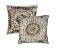 Outdoor Cushions Waterproof Beige Cushion Covers 55x55cm 2 pcs Retro Garden Cushions With Invisible Zipper Summer Linen Decorative Pillows for Tent Farmhouse Patio Garden Furniture Balcony Decor T-663