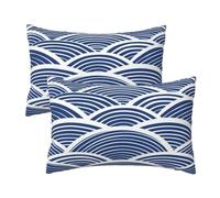 Outdoor Cushions Waterproof Blue Cushion Covers 90x60 cm Set of 2, Stripes Garden Cushions Waterproof Throw Pillow Covers, Rectangle Decorative Pillows for Car Patio Garden Hoom Decor 24x36 Inch