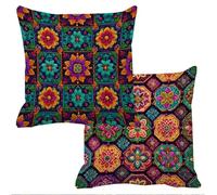 Outdoor Cushions Waterproof Bohemia Cushion Covers 50x50cm Set of 2 Sofa Cushions for Garden Furniture Velvet Cushion Cover Large Bed Decorative Pillows Cover Color Throw Pillow Covers Square f-9957