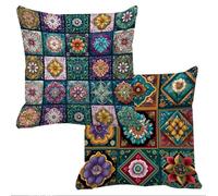 Outdoor Cushions Waterproof Bohemia Cushion Covers 50x50cm Set of 2 Sofa Cushions for Garden Furniture Linen Cushion Cover Large Bed Decorative Pillows Cover Color Throw Pillow Covers Scatter f-9966