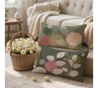 Outdoor Cushions Waterproof Boho Cushion Covers 50cm x 80cm Leaf Cushions Double Sided Waterproof Linen Large Cushion Covers Set of 2, Sofa Pillows, Garden Furniture Decorative Throw Pillow Case t-281
