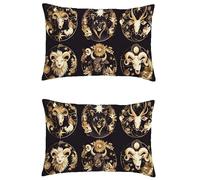 Outdoor Cushions Waterproof Brown Cushion Covers 16x24in Large Rectangle Cushion Covers Constellation Invisible Zipper,Double Sided Printing Decorative Pillows,Pack of 2 Linen Garden Pillows M-790