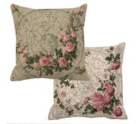 Outdoor Cushions Waterproof Brown Cushion Covers 50x50cm Set of 2 Sofa Cushions for Garden Furniture Linen Cushion Cover Large Bed Decorative Pillows Cover Flower Throw Pillow Covers Scatter f-11581