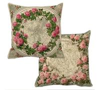 Outdoor Cushions Waterproof Brown Cushion Covers 60x60cm Set of 2 Sofa Cushions for Garden Furniture Velvet Cushion Cover Large Bed Decorative Pillows Cover Flower Throw Pillow Covers Square f-11625