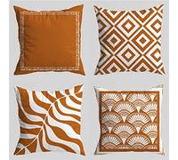 Outdoor Cushions Waterproof Burnt Orange Cushion Covers 35 x 35 cm, Set of 4 Sofa Cushions Covers, Large Cushion Covers, Linen Cushion Covers 14x14 inch, Pillowcases for Sofa Garden Patio Decor A3