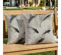 Outdoor Cushions Waterproof colourful Cushion Covers Linen Square Throw Pillow Cases 2 pack, with Invisible Zipper Bohemia Summer Decorative Pillows Covers for Outdoor Garden Couch Sofa Patio dj-346