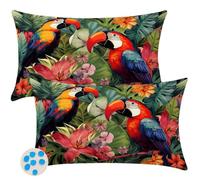 Outdoor Cushions Waterproof Cushion Covers 20cm x 30cm Pack of 2 Parrot Garden Cushion Cover Summer Jungle Throw Pillow Covers 8 x 12 Inch Outdoor Pillowcase for Garden Furniture Living Room -SC536
