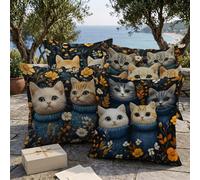 Outdoor Cushions Waterproof Cute Cushion Covers 80x80cm Set of 4 Cat Throw Pillows Cases, Decorative Cushion Cases for Outdoor Couch Sofa Patio Garden Furniture Patio Sofa Couch Home Decoration L-O336