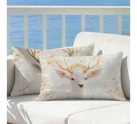 Outdoor Cushions Waterproof Deer, White Cushion Covers 40x70 Pillow Cases 2 Pack, Velvet Double-Sided Decorative Pillows Outdoor Cushion Covers Waterproof for Sofa Garden Decor, Gifts for Women,Cod271