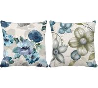 Outdoor Cushions Waterproof Duck Egg Color Cushion Covers 70 x 70 Set of 2 Square Soft Decorative Throw Pillow Covers with Invisible Zipper Design for Summer Fall Garden Patio Bench (Flower) a-7786a