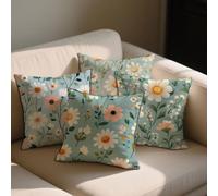 Outdoor Cushions Waterproof Duck Egg Outdoor Seat Cushions 65x65 cm Set of 4 Garden Furniture Pillowcase Daisy Large Waterproof Velvet Pillowcases for Patio Farmhouse Garden Ornaments 26x26in b-1332
