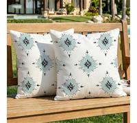 Outdoor Cushions Waterproof Flower Cushion Covers Linen Square Throw Pillow Cases 2 pack, with Invisible Zipper Red Decorative Pillows Covers for Outdoor Garden Couch Sofa Patio Furniture dj-352
