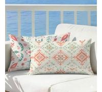 Outdoor Cushions Waterproof Flower, Pink Cushion Covers 50x80 Pillow Cases 2 Pack, Linen Double-Sided Decorative Pillows Outdoor Cushion Covers Waterproof for Sofa Garden Decor, Gifts for Women,Cod178