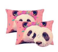 Outdoor Cushions Waterproof Giant Panda Cushion Covers 40 x 60cm Set of 2 Velvet Rectangle Throw Pillow Covers Cute, Decorative Pillows with Invisible Zipper for Garden Patio Spring Decor LY-1292