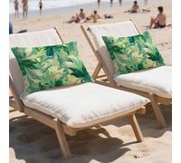Outdoor Cushions Waterproof Green Cushion Covers 50 x 70cm Set of 2 Linen Rectangle Throw Pillow Covers Leaf, Decorative Pillows with Invisible Zipper for Garden Patio Sofa Summer/Fall Decor LY-562