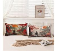 Outdoor Cushions Waterproof Landscape, Japan Cushion Covers 40x80 Pillow Cases 2 Pack Velvet Double-Sided Decorative Pillows with Invisible Zipper for Bedroom Garden Decor, Gifts for Women, Model939