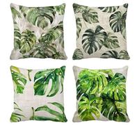 Outdoor Cushions Waterproof Linen 50 X 50 Set of 4, Northern Europe Cushion Covers Simple Square Sofa Pillows Covers with Invisible Zipper for Outdoor Patio Garden Bench Decorative Pillows X-11X