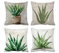 Outdoor Cushions Waterproof Linen 75 X 75 Set of 4, Northern Europe Cushion Covers Simple Square Sofa Pillows Covers with Invisible Zipper for Outdoor Patio Garden Bench Decorative Pillows V-13T
