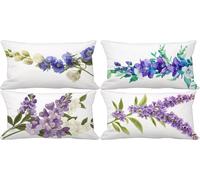 Outdoor Cushions Waterproof Linen Set of 4 40 x 80 Cushion Covers Orange Color Decorative Pillows Cover Leaf Double-Sided Pattern Design with Invisible Zip, Outdoor Garden Patio Room Decor 4y-Q1
