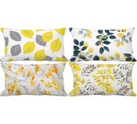 Outdoor Cushions Waterproof Linen Set of 4 40 x 80 Cushion Covers Red Decorative Pillows Cover Leaf Double-Sided Pattern Design with Invisible Zip, Summer Outdoor Garden Patio Room Decor Gifts 18j-9