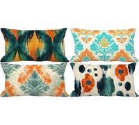 Outdoor Cushions Waterproof Linen Set of 4 60 x 80 Cushion Covers Color Decorative Pillows Cover Abstract Double-Sided Pattern Design with Invisible Zip, Outdoor Garden Patio Room Decor Gifts 21v-R