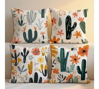 Outdoor Cushions Waterproof Natural Plants Outdoor Seat Cushions 70x70 cm Set of 4 Garden Furniture Pillowcase Floral Waterproof Linen Pillowcases for Patio Farmhouse Garden Ornaments 28x28in b-1480