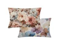Outdoor Cushions Waterproof Orange Cushion Covers 30x50cm Pack of 2 Flowers Garden Cushions Double-Sided Printing Linen Decorative Pillows for Outdoor Garden Furniture Farmhouse Balcony Decor T471