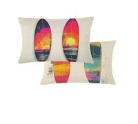 Outdoor Cushions Waterproof Orange Cushion Covers 50x70cm Pack of 2 Cream Garden Cushions Double-Sided Printing Linen Decorative Pillows for Outdoor Garden Furniture Farmhouse Balcony Decor T767