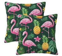 Outdoor Cushions Waterproof Pink Cushion Covers 45x45 cm Set of 2, Flamingo Cushions Garden Cushion Waterproof Throw Pillow Covers, Square Decorative Pillows for Car Patio Hoom Decor Gifts 18x18Inch