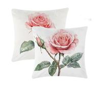 Outdoor Cushions Waterproof Pink Cushion Covers 60x60cm 2 pcs Flowers Garden Cushions With Invisible Zipper Summer Velvet Decorative Pillows for Farmhouse Patio Garden Furniture Balcony Decor T-565