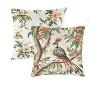 Outdoor Cushions Waterproof Pink Cushion Covers 75x75cm 2 pcs Flowers Garden Cushions With Invisible Zipper Summer Velvet Decorative Pillows for Farmhouse Patio Garden Furniture Balcony Decor T-699